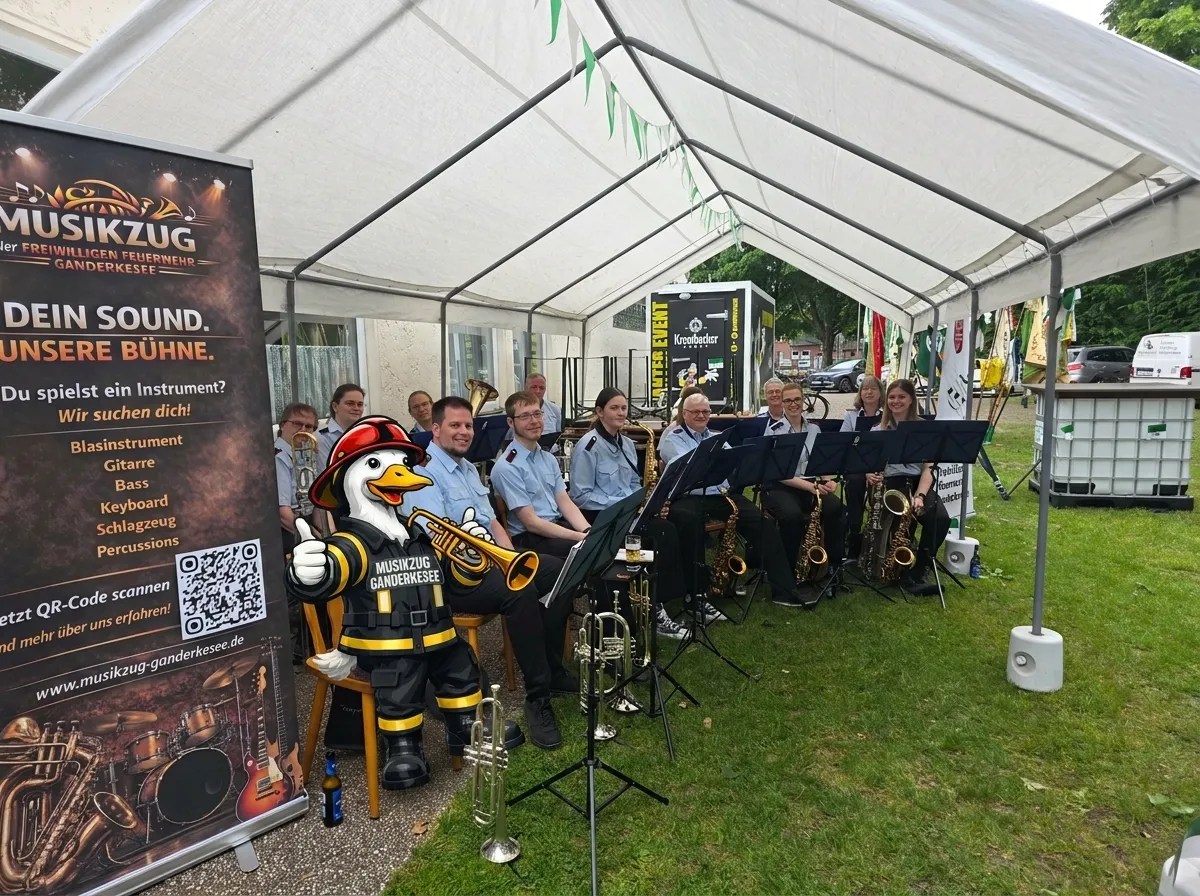 Auftritt mit dem Ganter als Maskottchen